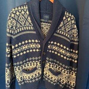 J.Crew Men’s Navy Wool Shawl Cardigan Sweater